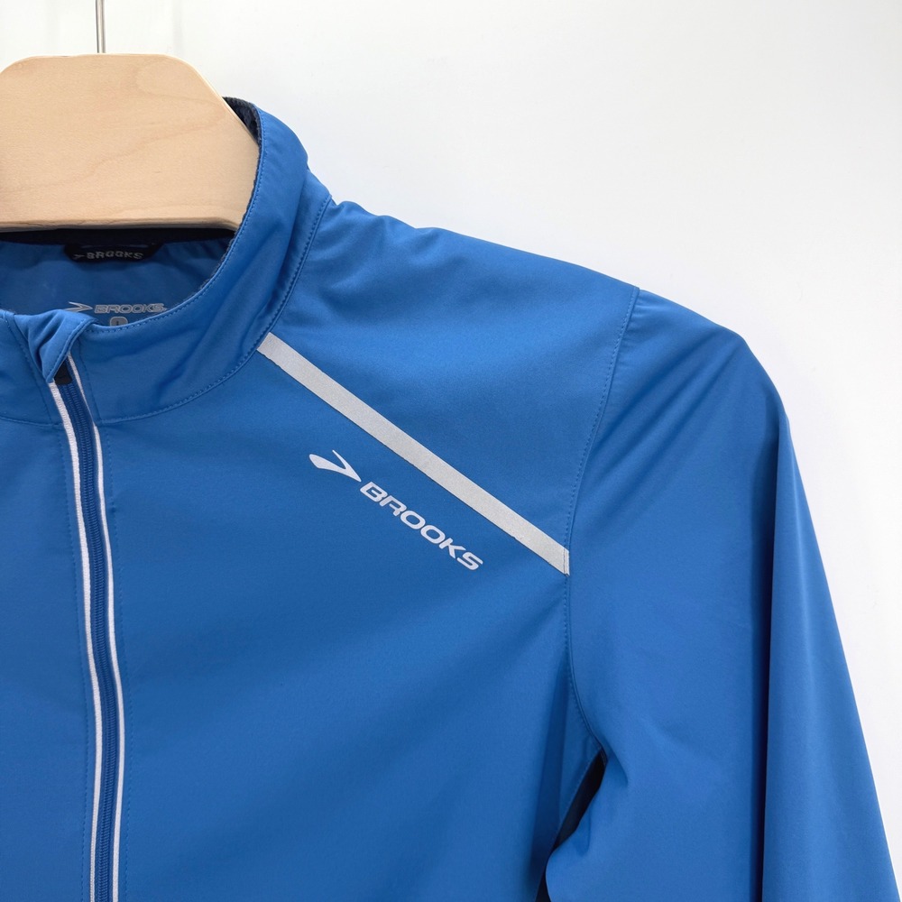 Brooks Canopy Running Jacket Mens Large Blue Shelter Technology Reflective Zip - Picture 3 of 12
